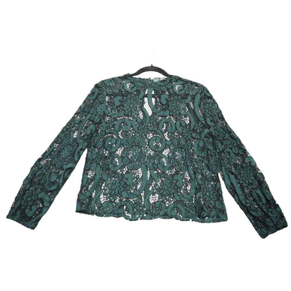 Cottage Core‎ Lace Sheer Floral Long Sleeve Top Green Boho Whimsigoth fairy M